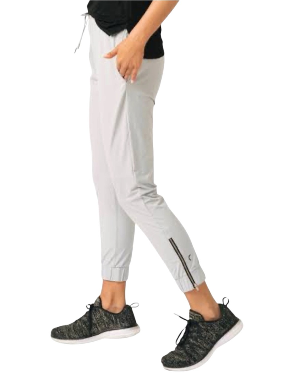 ZYIA Everywhere Zipper Jogger Light Gray Women's Joggers with Ankle Zip